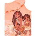 thumbnail image 2 of Moana Toddler Girls Ruffle Graphic Tank Top and Shorts with Pom Pom Trim, 2-Piece Set, Sizes 12M-5T, 2 of 5