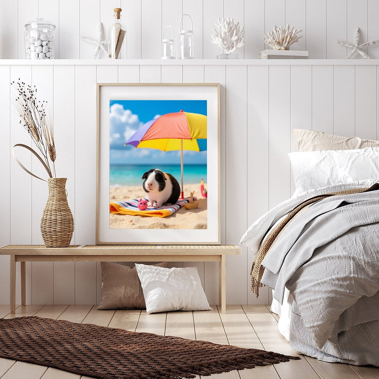 Diamond Art Kit for Adults, Beach Picnic Guinea Pig Relaxing Diamond Painting for Adults Beginners, DIY Diamond Art Painting Kits, 5D Diamond Painting Crafts for Home Decor 12x16 Frameless