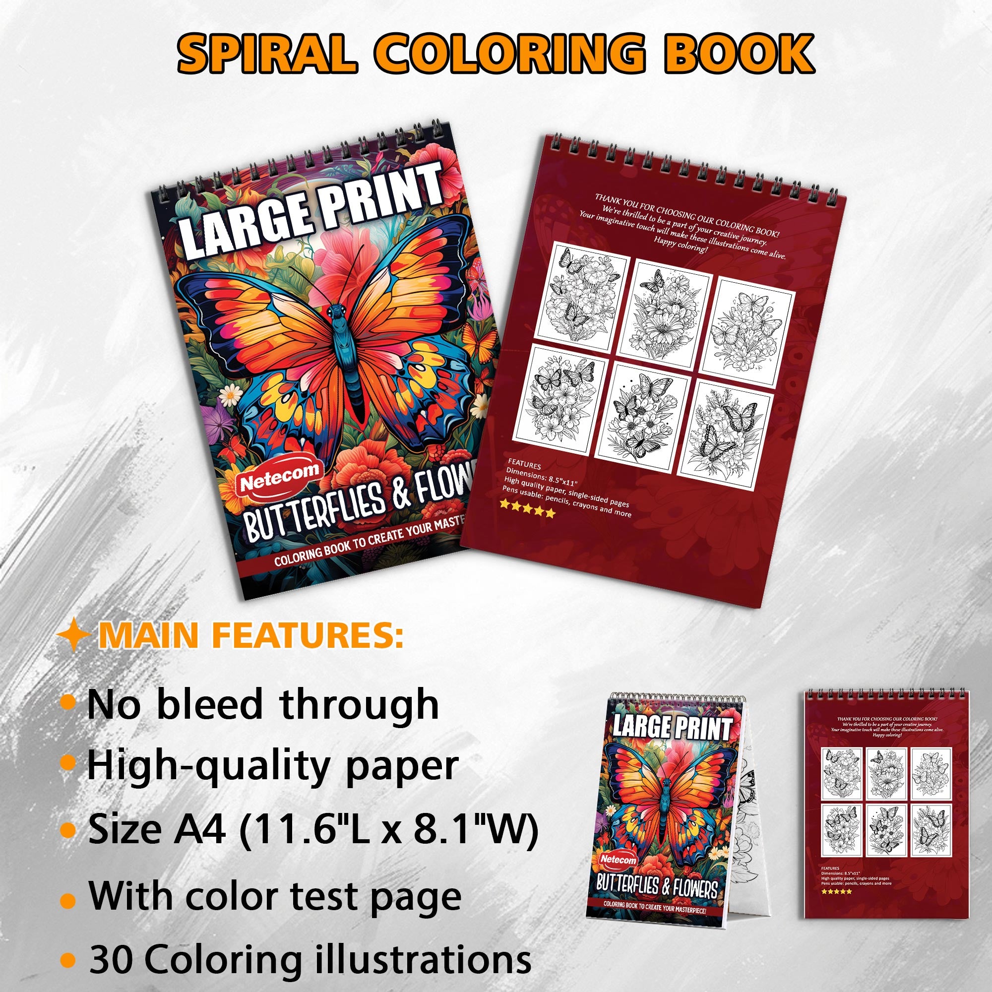 TPLHOUSE Charming Christmas Cheerful Coloring Book Spiral Bound for Adult, Premium Cover