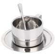 thumbnail image 4 of Juego de cuchara y plato para taza de café, taza de café con aislamiento de doble pared de acero inoxidable 304 con asa, 4 of 8