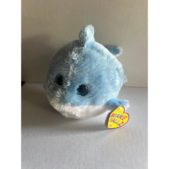 Ty Beanie Ballz-  LAGUNA the Blue & White Dolphin 5" Plush Toy New (BONUS 1 FUN CHOPS & 1 ZIPPER BRACELET)