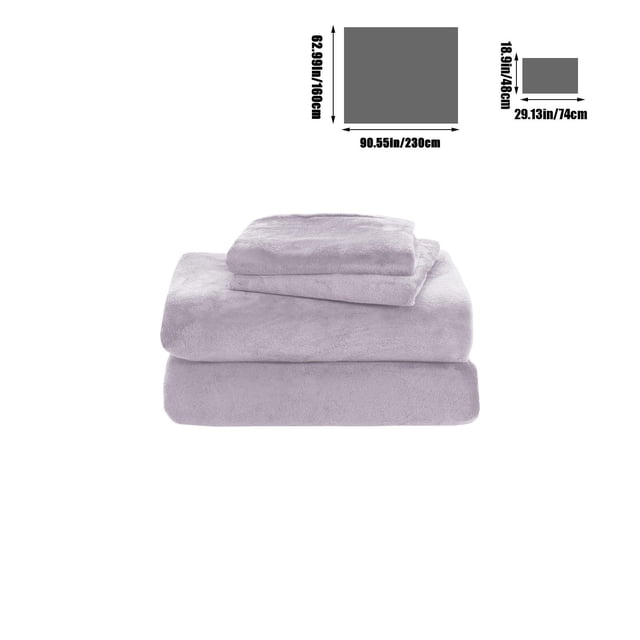 Dvruxg Soft Flannel Sheet Set 63x91 Inch - Cozy Warm Fuzzy Fleece Bedding Set with Pillowcase, Anti-Static, Non-Pilling, Machine Washable