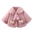 thumbnail image 2 of Lilgiuy Toddler Girls Warm Fleece Jacket Cute Strawberry Solid Color Pom Fur Warm Thick Cloak Coat for Christmas Purple, 2 of 5