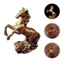 Raindrops 2pcs Brass Horse Figurines for Home Decor Vintage Style Miniature Horse Sculptures Traditional Chinese Desktop Statues