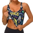 thumbnail image 4 of Vsdgher Colorful Space Print Women Sleeveless Athletic Tank Top Built-in Bra Camisole Sports Vest for Yoga Running Fitness Exercise with Removable Pads, 4 of 8