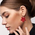 thumbnail image 6 of AeraVida Red Tropical Flowers Simulated Coral Fishhook Dangle Earrings, 6 of 6