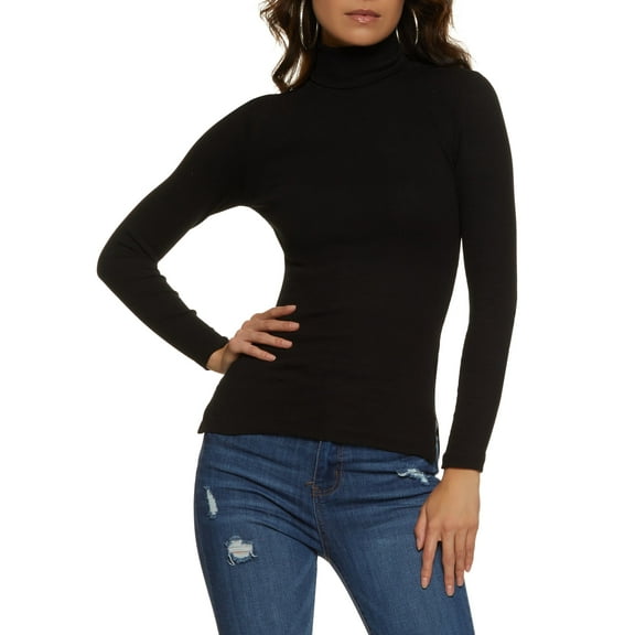 Womens Basic Turtleneck Long Sleeve Top