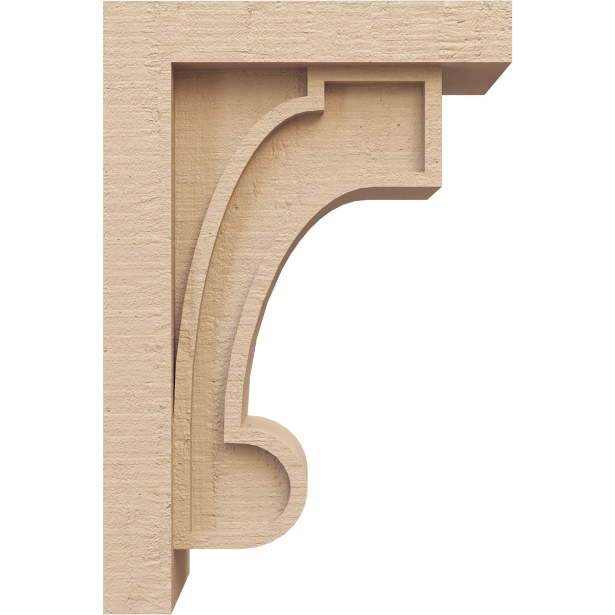 5"W x 10"D x 15"H Classic Alma Rough Cedar Woodgrain TimberThane Corbel, Primed Tan