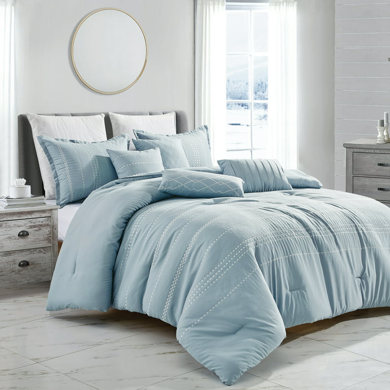 Shatex 7 Piece All Season Bedding Queen size Comforter Set, Ultra Soft  Polyester Elegant Bedding Comforters——Justine 7PC COMFORTER SET
