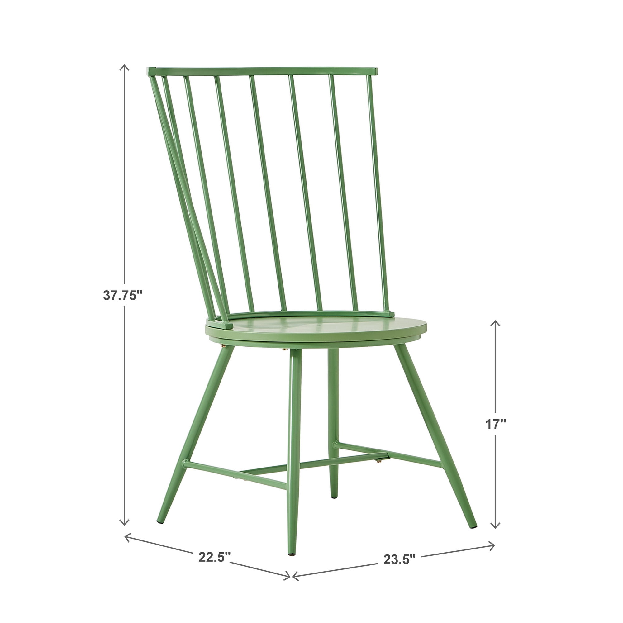 Weston Home Chelsea High Back Metal and Wood Dining Chair, Set of 2, Meadow Green