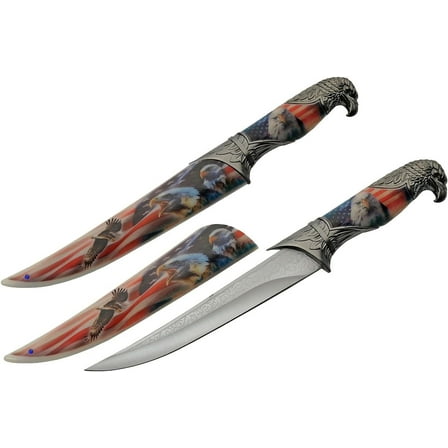 Szco Supplies 13.5" Decorative American Eagle Display Knife with Scabbard, Red/White/Blue