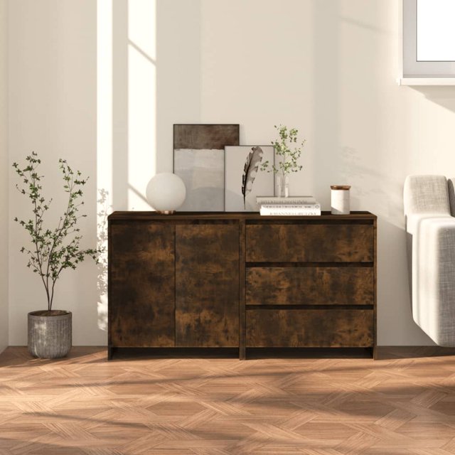 vidaXL Buffet 2 Pièces Chêne Fumé Bois d'Ingénierie