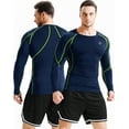 thumbnail image 3 of NELEUS Men Compression Shirts Workout Running Shirts Dry Fit Long Sleeve 3 Pack,Black Green+Gray+Navy,US Size 3XL, 3 of 8