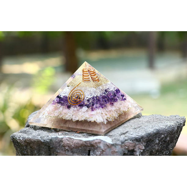 Amethyst Rose & Clear Quartz Orgone Pyramid for Energy Generator Chakra  Stone Balancing Reiki Crystal Healing Aura Cleansing Spiritual Decor Size  3-3.5 Inch - Walmart.com