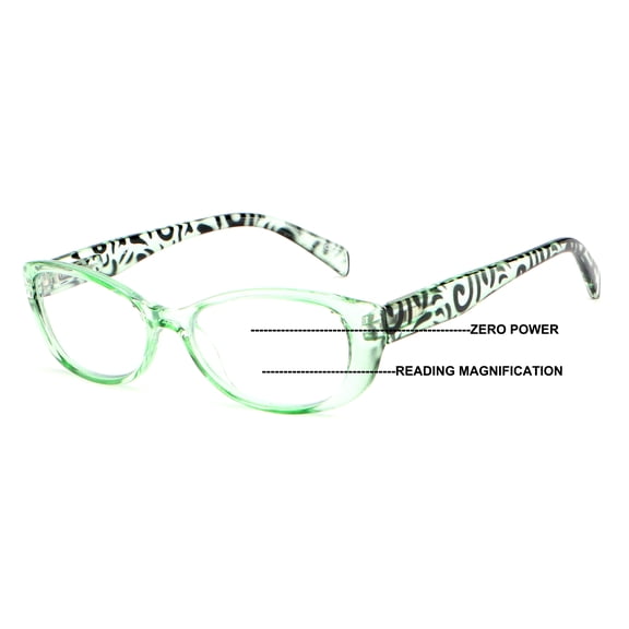 V.W.E. Women Leopard Print Translucent Progressive Reading Glasses - Clear Zero Power On Top Reader - AR  1.25