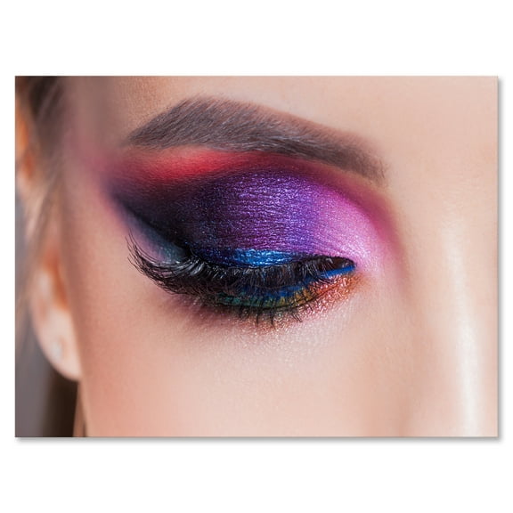 Designart ' Bright Eye Makeup In Luxurious Blue And Pink Shades ' Modern Canvas Wall Art Print