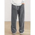 thumbnail image 6 of Mens Corduroy Casual Pants Fashion Loose Fit Wide Leg Straight Sweatpants Elastic Waist Drawstring Gray XS, 6 of 10