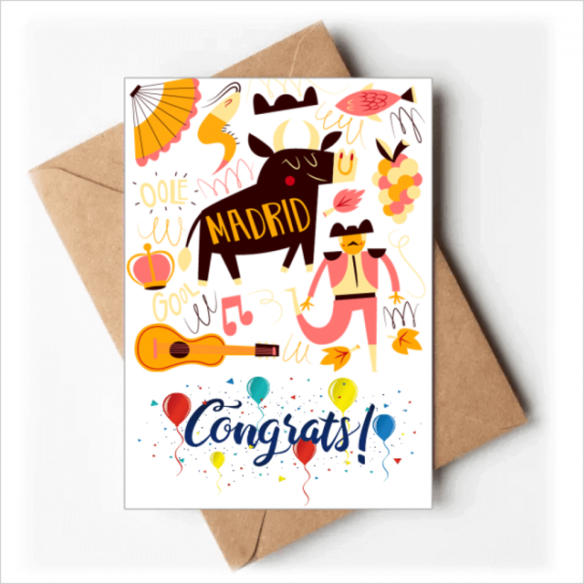 Madrid Spanish Bullfight Music fiesta Sobre de la Carta de felicitación de la tarjeta de matrimonio