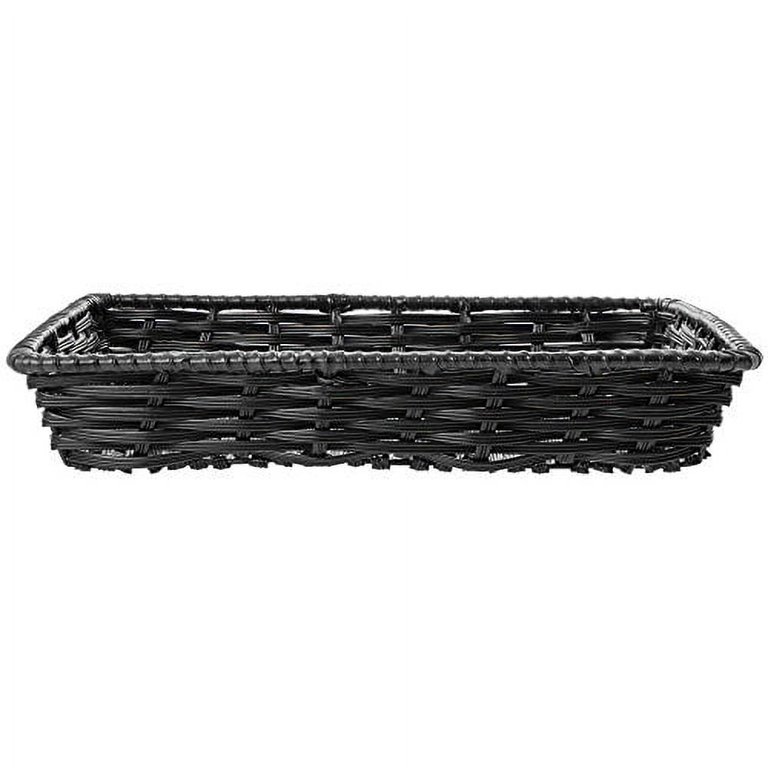 Vintiquewise Black Plastic Wicker Shelf Basket Organizer QI003679