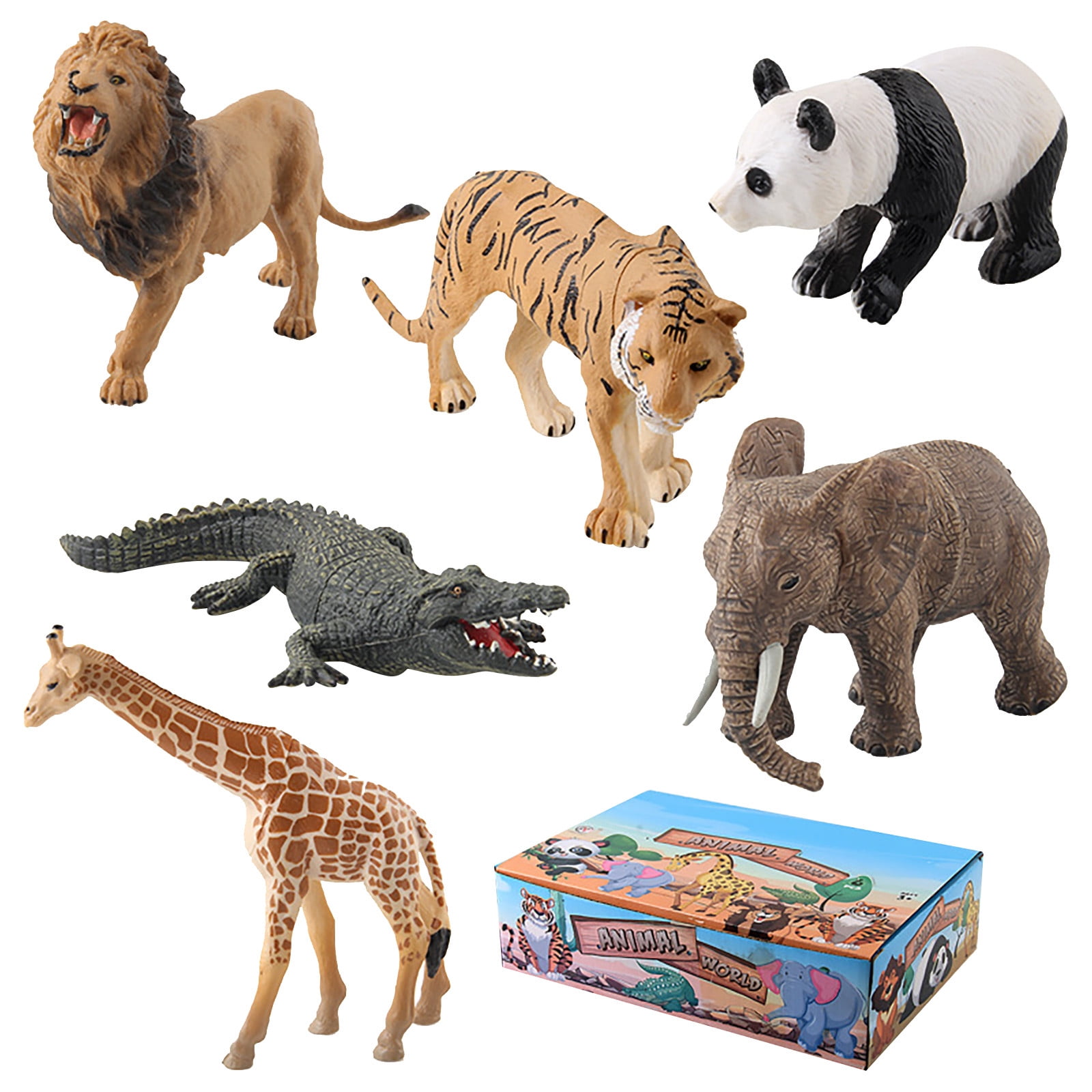 Tepsmf Kids Toys,Animal Toys,Animal Toys Figurines Zoo Pack For Kids Gift  Preschool Educational 6 Animals Set 