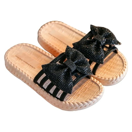 

HMOONORY Toddler Kids Girls Soild Bowknot Princress Shoes Soft Sole Non First Walkers Prewalker Beach Shoes Sandals