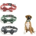 thumbnail image 1 of Collares para perros personalizados con pajarita, cómodo y suave collar para mascotas, clip de correa personalizado para pequeños,(Tricolor), 1 of 5