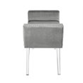 thumbnail image 6 of Inspired Home Adele Velvet Modern Nailhead Trim Acrylic Legs Bench, Grey, 6 of 9