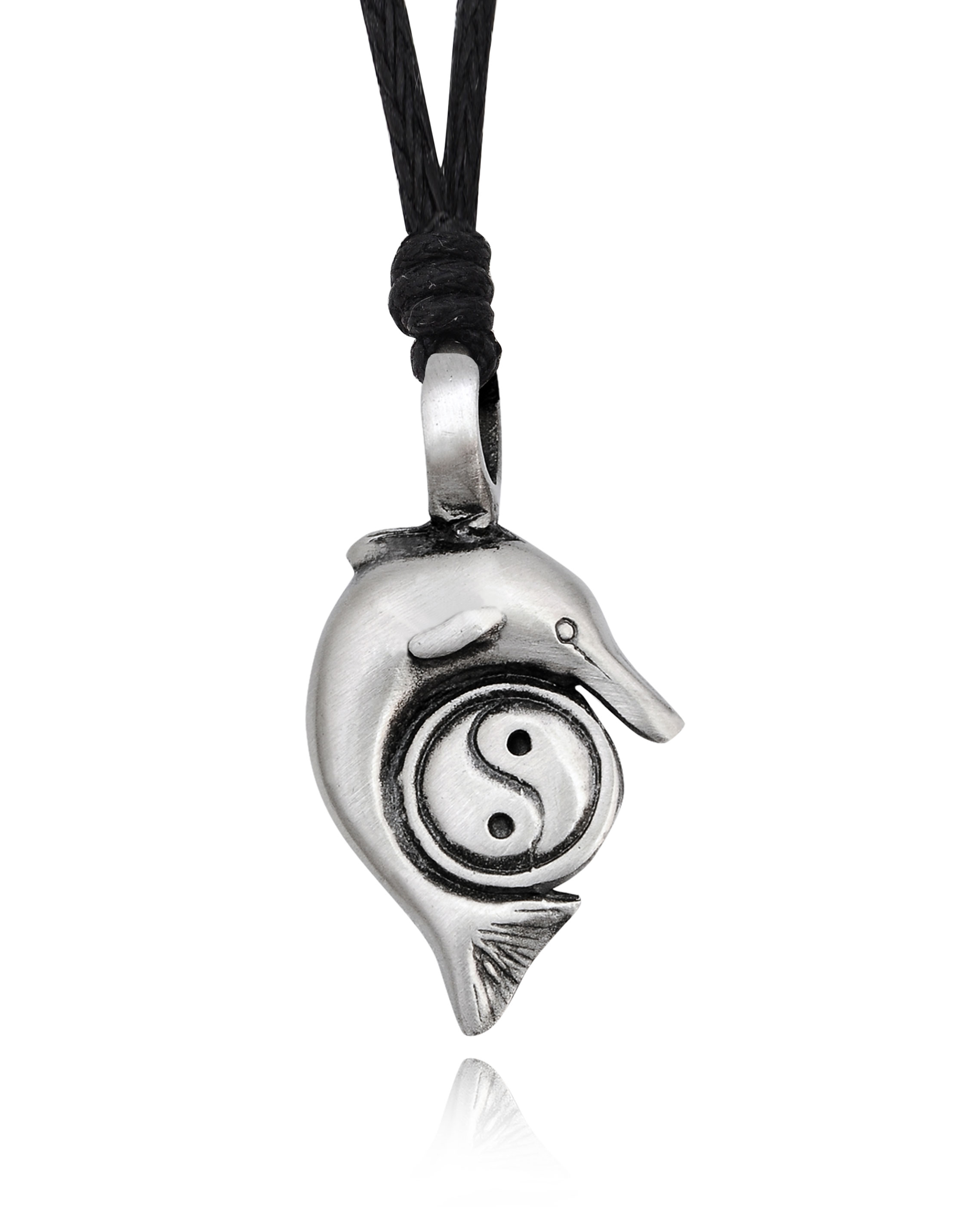 Yin Yang Dolphin Silver Pewter Charm Necklace Pendant Jewelry With