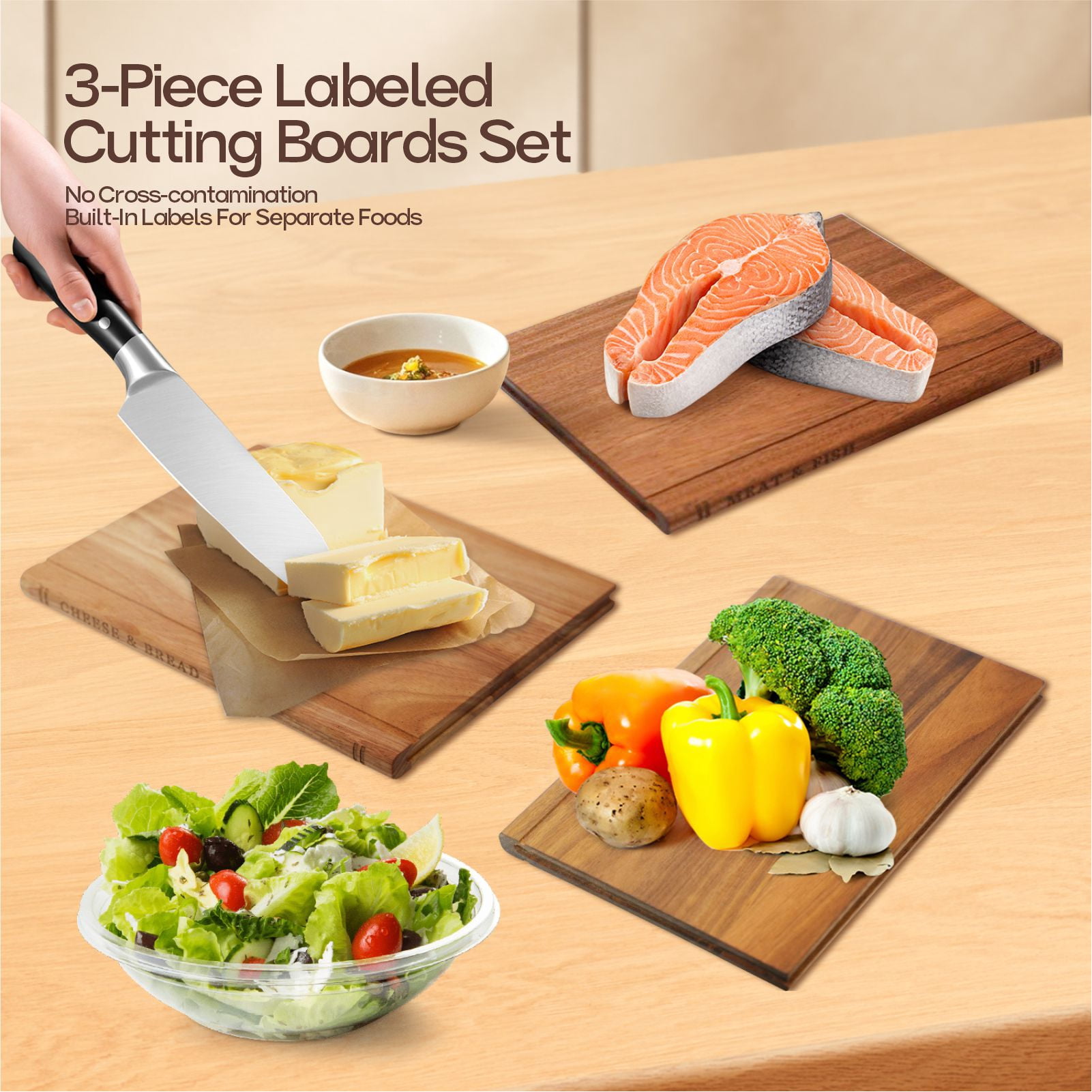 Book Cutting Board Set, Cutting Boards that Look Like Books, Cutting Board Books, Cutting Board Library, Large Solid Wood Non Toxic Non Slip with Stand