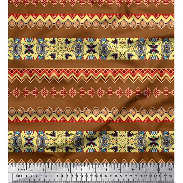 Soimoi Velvet Fabric Damask & Aztec Southwestern Print Sewing Fabric Yard 58 Inch Wide