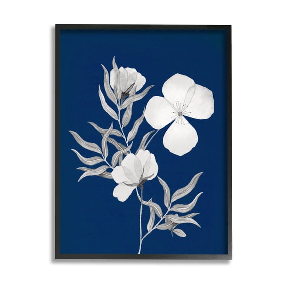 Stupell Industries Bold Floral Sprig Leaves Graphic Art Black Framed Art Print Wall Art, Design by Kourtni Gunn