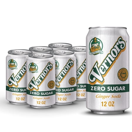 Vernors Zero Sugar Ginger Ale Soda Pop, 12 fl oz, 6 Pack Cans