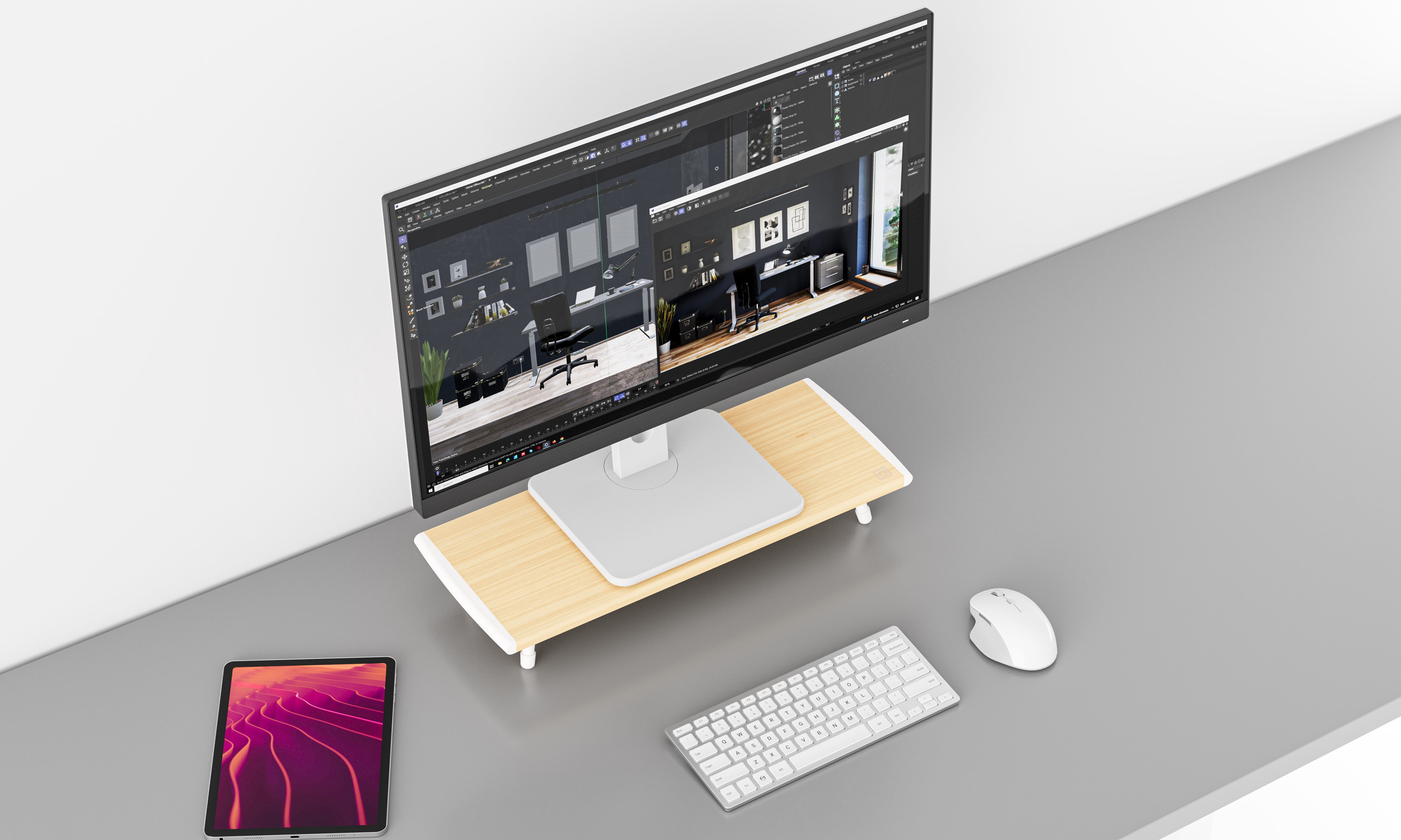 Incipio Wooden Monitor Riser Stand, 20" inch Desk Shelf with Non-Slip Legs, Ergonomic Screen Elevation, Space-Saving Desktop Organizer for Home Office, Holds up to 30 lbs-Oak