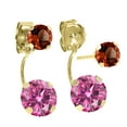 thumbnail image 2 of Gem Stone King 14K Yellow Gold Stud Earrings Round Pink Moissanite Garnet (2.34 Cttw), 2 of 2