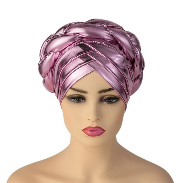 Fashion Women Beading Braid Hat Muslim Ruffle Cancer Wrap Cap Sleep Caps Satin Lined Hair Bonnets