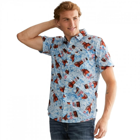 Coors Light Bottles In Ice Button Down Performance Shirt-Large