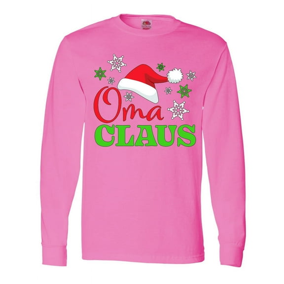 Inktastic Oma Claus with Christmas Santa Hat and Snowflakes Long Sleeve T-Shirt