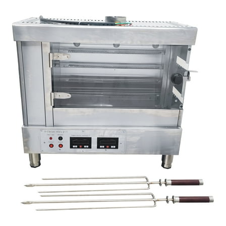 2 Roll Chicken Rotisserie Oven Machine Automatic Rotary Roaster Rotary Grill 220V 122-572°F Temperature Adjustable