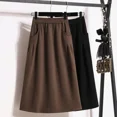 thumbnail image 4 of Falda elástica de talla grande para mujer, sencilla, versátil, adelgazante, informal, holgada, de corte A, vestido largo de cintura media para mujer, primavera de 2024, 4 of 5