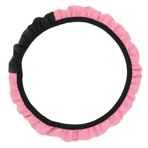 Unique Bargains Steering Wheel Cover 14.6"-15" Car Universal Steering Wheel Cover Faux Leather Pink 1 Pc