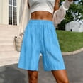 thumbnail image 2 of Edvintorg Bermuda Shorts for Women Knee Length Elastic Waisted Breathable Lightweight Loose Fit Casual Short Women Summer Clothes Sky Blue XXL, 2 of 6