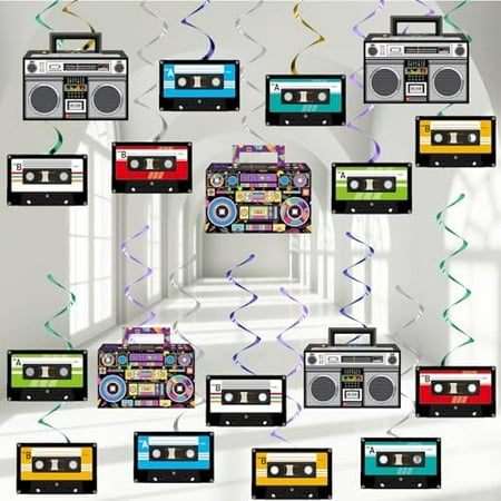 Hanging Swirls 80s Music Recorder Tape Hanging Swirls Hip Hop Party Paper Cutouts Ceiling Streamers Retro Music 70s 2000s Supplies for 1990s Birthday Favors Decor$$Electronics Accessories