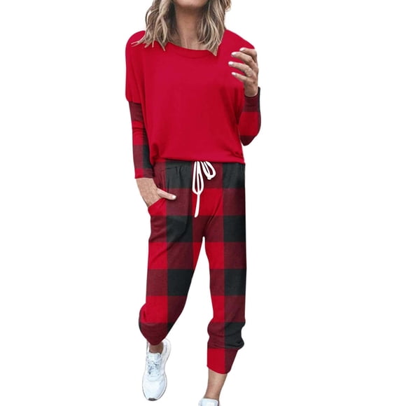 HBFAGFB Pantsuit for Women Casual Long Sleeved Trousers Womens Track Suits 2 Piece Set Red Size XXL