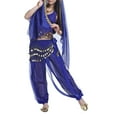 thumbnail image 2 of BellyLady Belly Dance Hip Scarf 158 Gold Coins Dance Skirt-Navy Blue, 2 of 4