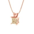 thumbnail image 2 of Clara Pucci 18K Rose Solid Hypoallergenic Gold 3Ct Natural Morganite Princess Cut Solitaire Designer Necklace Pendant For February, 2 of 6