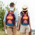 thumbnail image 4 of Disketp Neon Sunset Cyberpunk Cityscape print Canvas Backpack Lightweight Travel Daypack Student Rucksack Laptop Backpack-Small, 4 of 5
