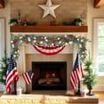 thumbnail image 6 of Artificial Independence Day 4Th Of July Garland, Patriotic Garland with Red, White, Blue and Green Leaves, Berries and Flag Ribbons, Wall Hanging Table Garland for Independence Day, Memorial Day, 6 of 9