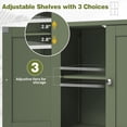 thumbnail image 3 of Bathroom Storage Floor Cabinet Organizer with Adjustable Shelf 4 Magnetic Doors 43" Wooden Pantry Cabinet Freestanding for Kitchen Living Room Small Spaces,Green, 3 of 8