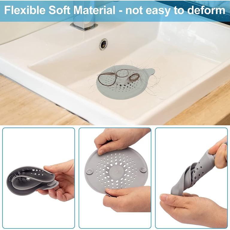 2-Pack Silicone Bathtub Drain Hair Catcher – Fits 1.48" To 1.75" Drains, Collapsible & Easy-Clean