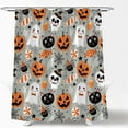 thumbnail image 4 of Happy Halloween Shower Curtain Cute Cartoon Pumpkin Spooky Ghost Orange Pumpkin Head Icons Funny Black Cat Spider‘s Web Skull Skeleton Witch Hat Fabric Bath Curtain Set with Hook, 4 of 4